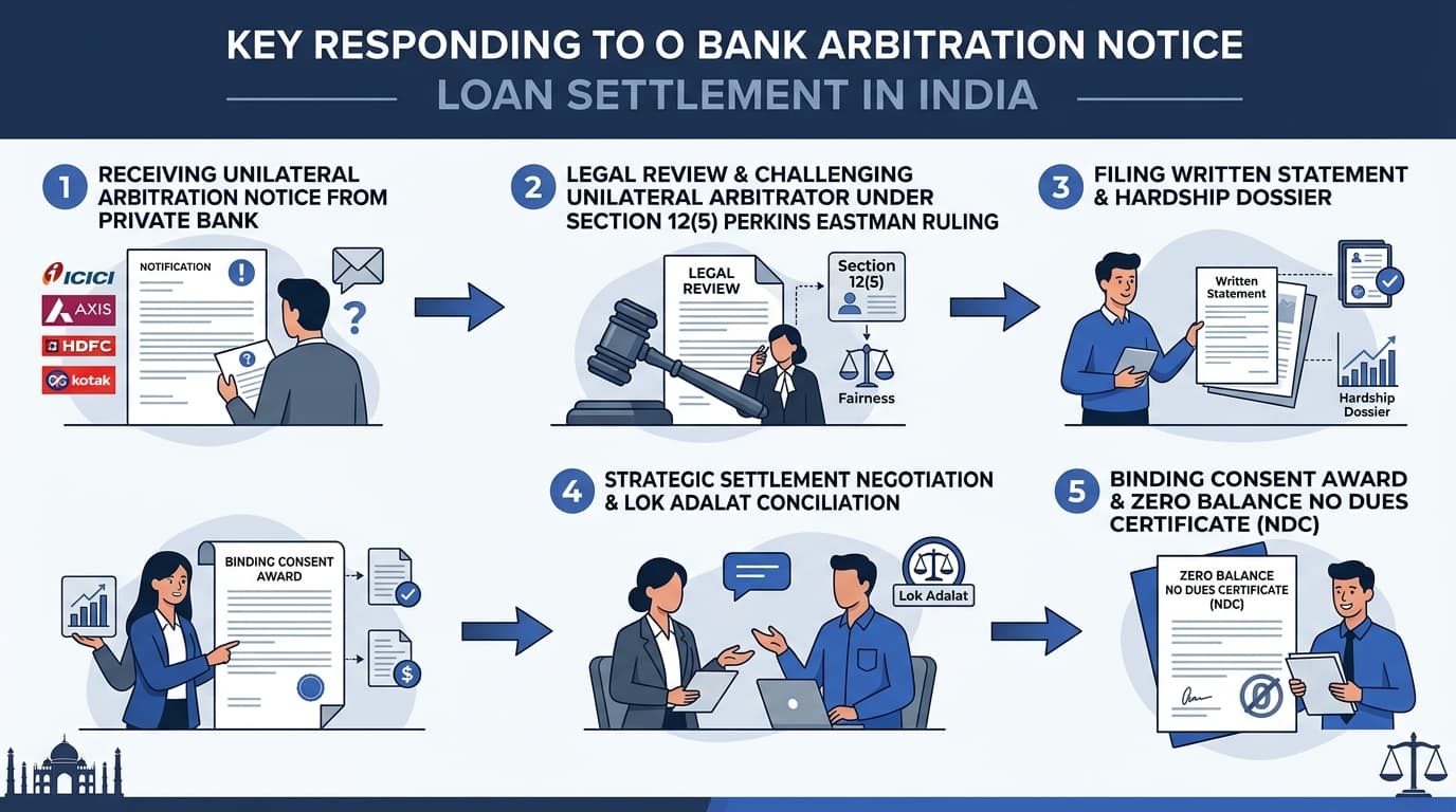 Bank Arbitration Notice Reply and Loan Settlement Process Infographic