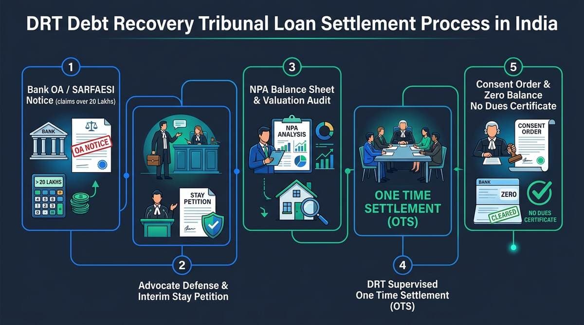 DRT Debt Recovery Tribunal Loan Settlement Process in India Visual Roadmap