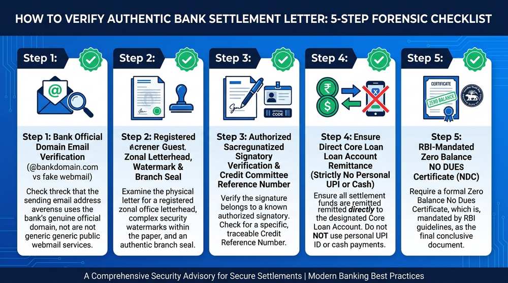 How to Verify Authentic Bank Settlement Letter 5-Step Forensic Checklist Infographic