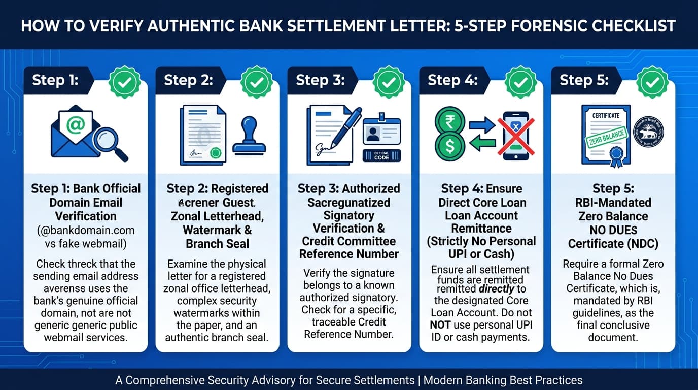 How to Verify Authentic Bank Settlement Letter 5-Step Forensic Checklist Infographic