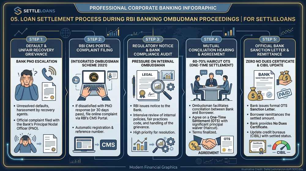 Loan Settlement Process During RBI Banking Ombudsman Proceedings Infographic