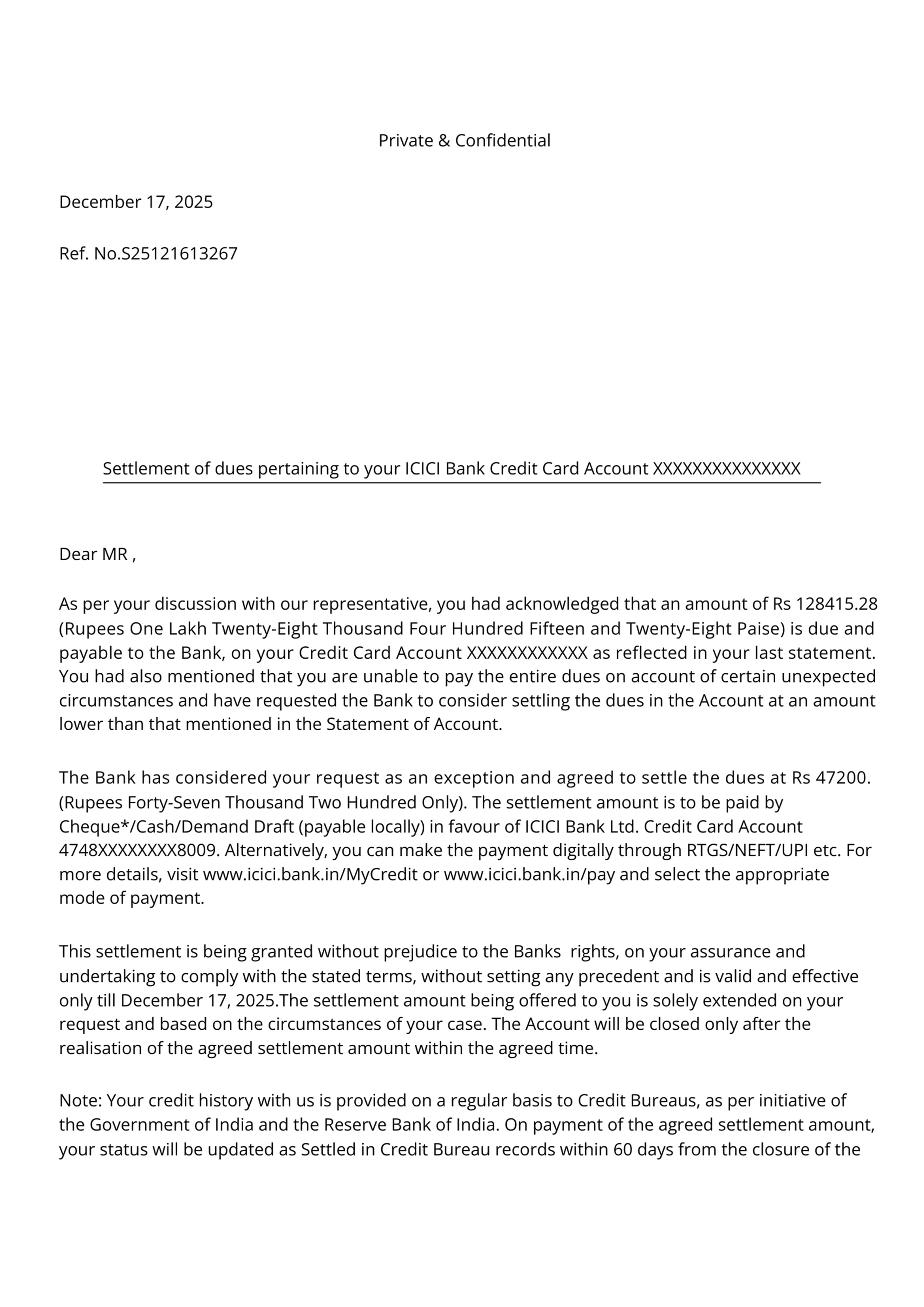 Settlement Letter 13