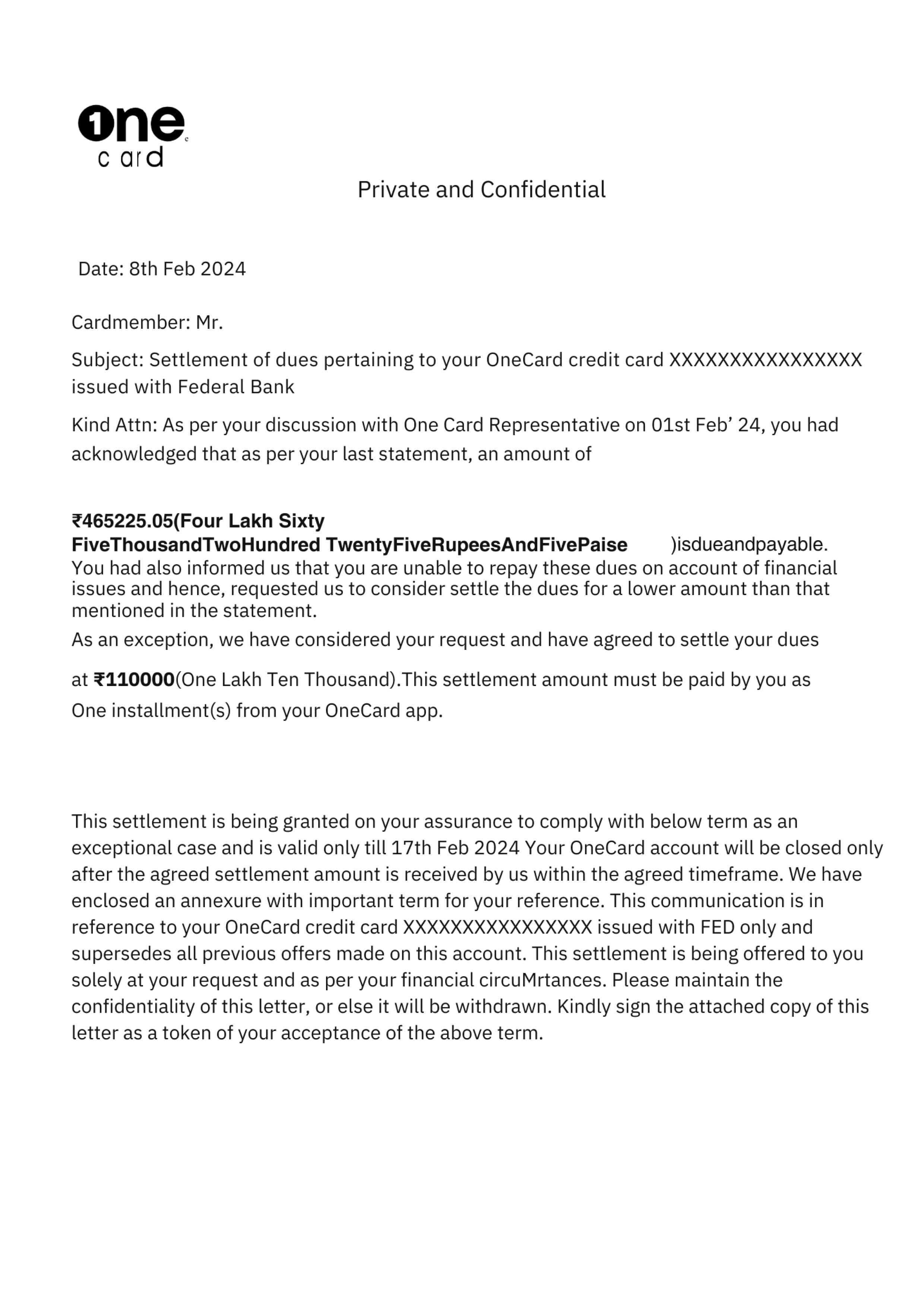 Settlement Letter 2