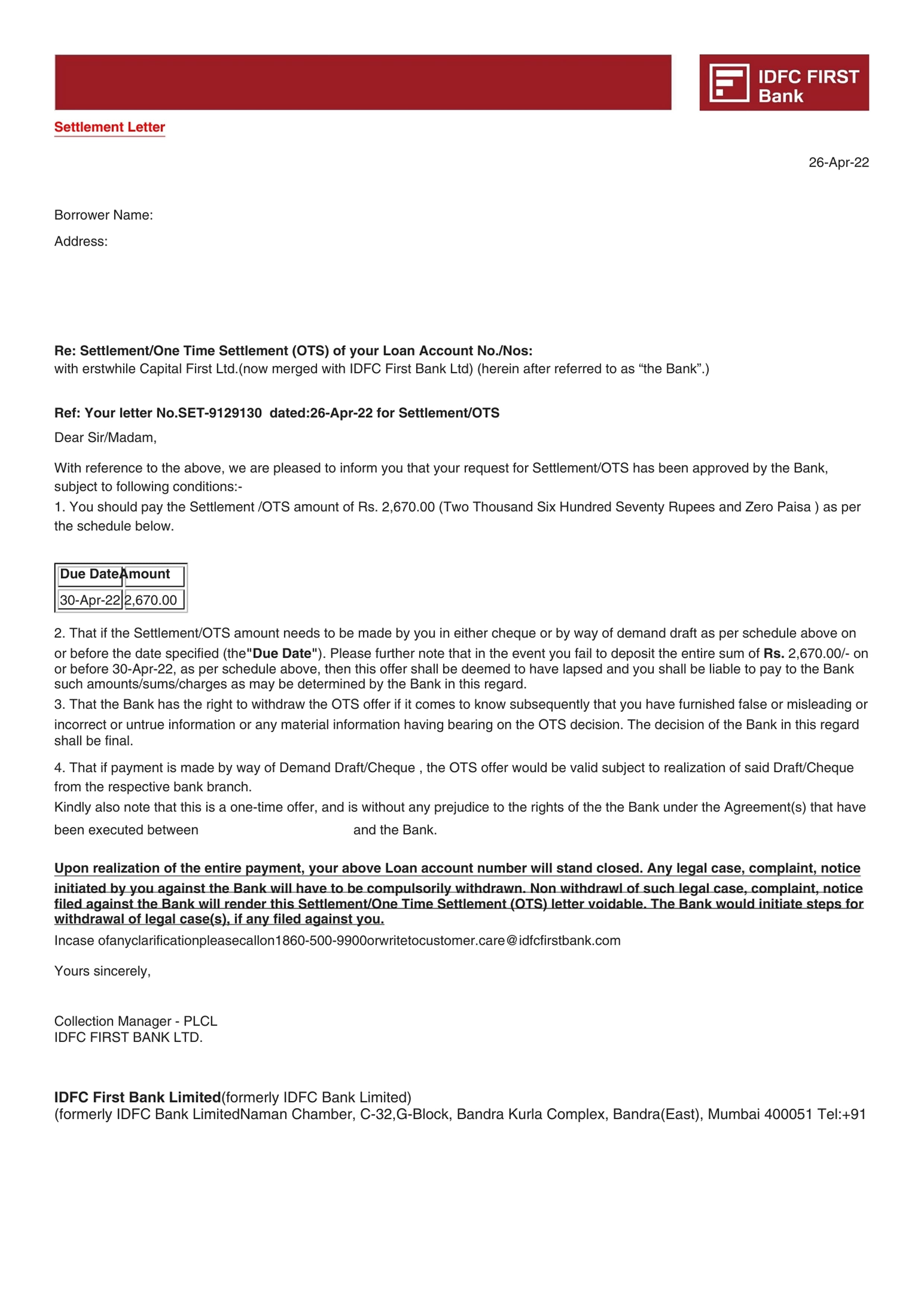 Settlement Letter 5