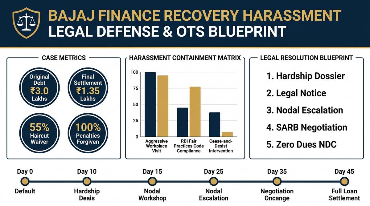 Bajaj Finance Recovery Harassment Legal Defense & Settlement Infographic