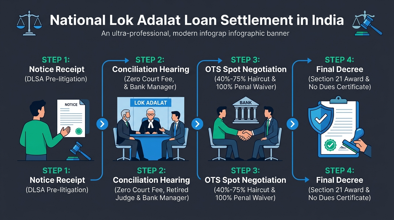 National Lok Adalat Loan Settlement Process, DLSA Conciliation Roadmap and Section 21 Award Workflow