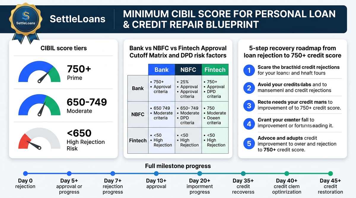 Minimum CIBIL Score for Personal Loan Summary Infographic