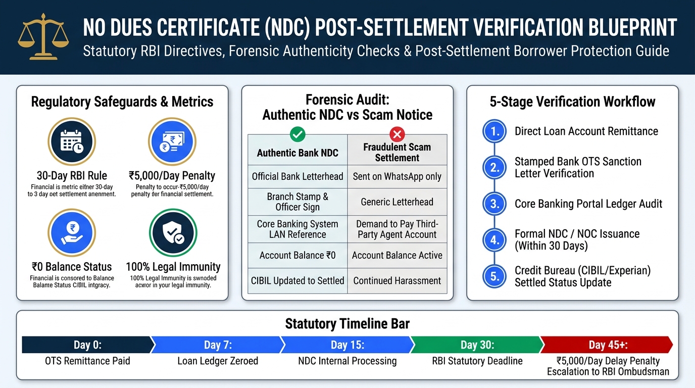No Dues Certificate NDC Post Loan Settlement Summary Infographic