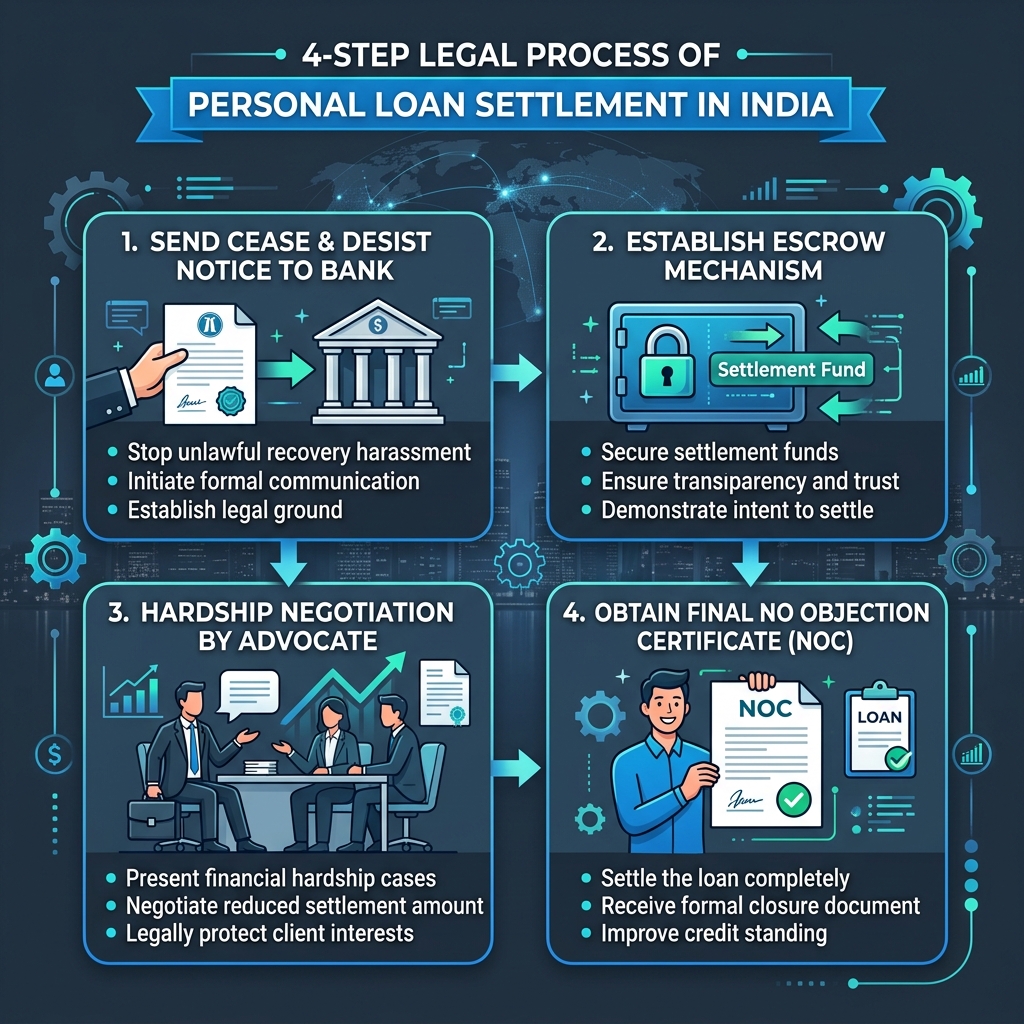 Infographic detailing the legal debt settlement process