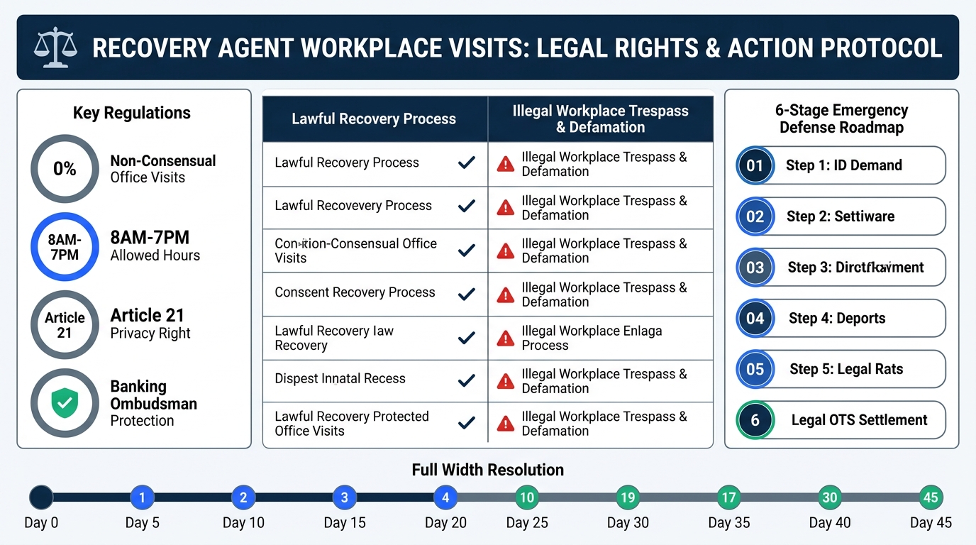 Recovery Agent Workplace Harassment Legal Defense Infographic